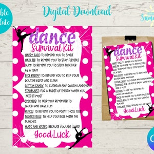 Editable Dancer Survival Kit Tag , Dance Competition , Printable, Candy Survival Kit, Gift Tag, Dancer Gift, Treat Tag , Canva Template