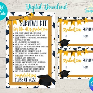 Editable Graduation Survival Kit Tag , Graduation Party , Printable, Candy Survival Kit, Gift Tag, Graduation Gift| Canva Template