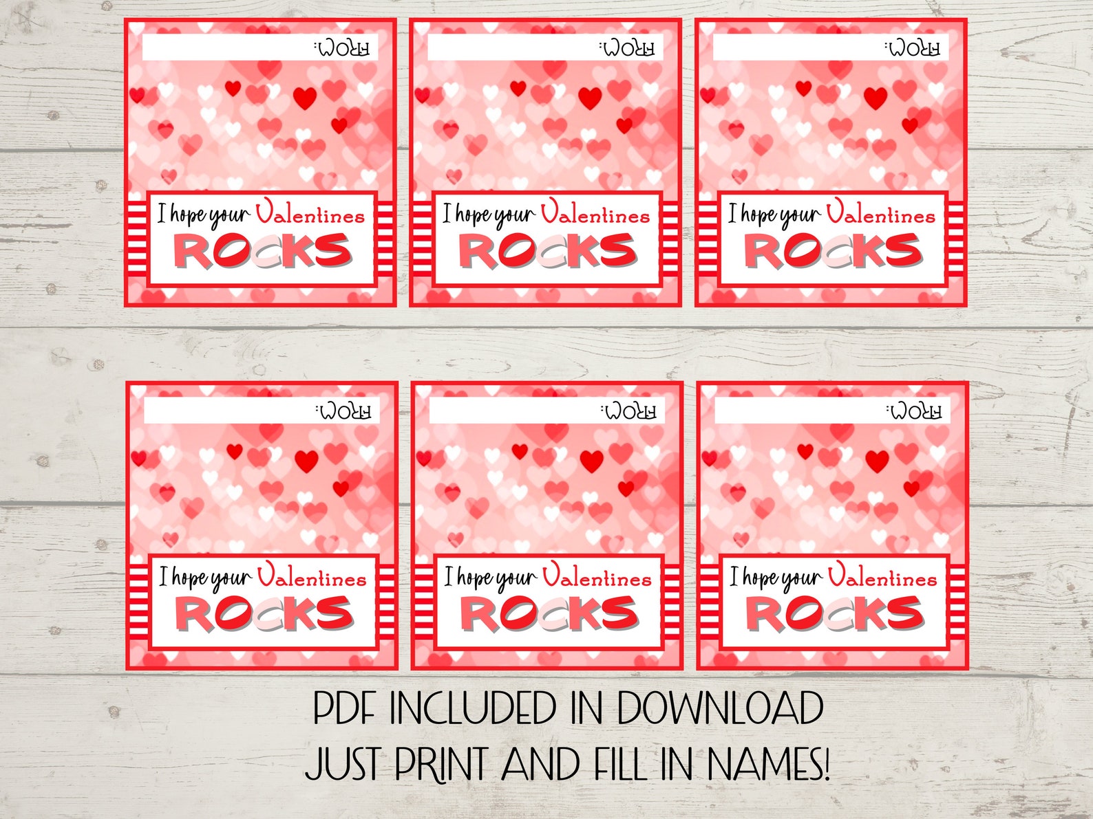 Editable Valentines Gift Tag, I Hope Your Valentines Rocks , Gift Tag ...