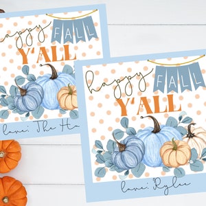 Editable Happy Fall Yʻall, Fall Gift Tag for Students Teachers Employees, Thanksgiving Gift Tag, Thank You Tags, Digital Gift Tag