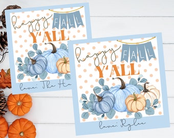 Editable Happy Fall Yʻall, Fall Gift Tag for Students Teachers Employees, Thanksgiving Gift Tag, Thank You Tags, Digital Gift Tag