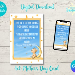 Editable Motherʻs Day Card , Motherʻs Card , Motherʻs Day , Motherʻs Day Printable Card, 4x6 Card , Canva Template