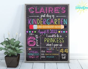 First Day of School Sign, Editable Photo Prop Sign, Pastel Girl First Day Sign, 8x10 11x14, Back to School Sign Template, Digital Download
