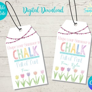 Editable Chalk Favor Tag , Chalk Full of Fun Tag , End of School Tag , School Favor , Printable Favor Tags , Canva Template