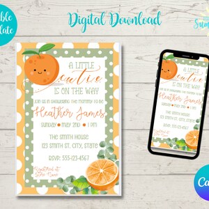 Little Cutie Baby Shower Invitation, Little Cutie Shower Theme, Cutie Shower Theme , Baby Shower , Editable Invitation ,Canva Template