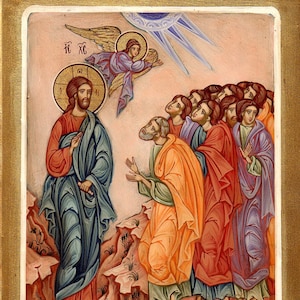 Jezus Christus en de twaalf apostelen, Handgeschilderde orthodoxe icoon, Byzantijns orthodoxe icoon, orthodoxe kunst, gemaakt op bestelling