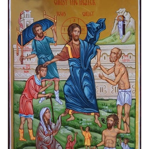Christ The Healer, Jesus Christ, Hand painted orthodox icon, Byzantine orthodox icon, Orthodox art, Made to order