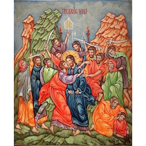 Icon Judas Betrays Christ Hand Painted Orthodox Icon Byzantine Orthodox Art Orthodox art Made to order Original Icon