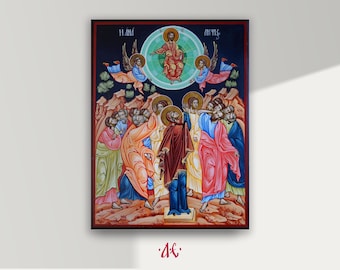 Ascension of Christ icon, Hand painted orthodox icon, Byzantine orthodox icon, Orthodox art, Made to order