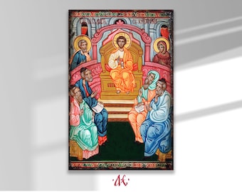 Christ Teaches in the Temple Orthodox Icon, Hand Painted Icon, Byzantine orthodox icon, Orthodox art, Made to order