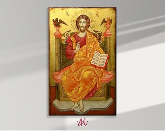 Christ Enthroned, Jesus Christ Orthodox Icon, Hand Painted Orthodox Icon, Byzantine orthodox icon, Orthodox art, Made to order