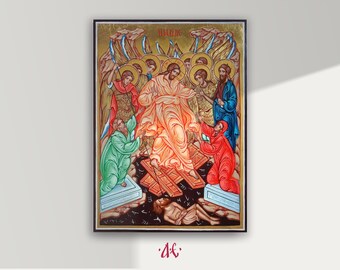 Hand painted Resurrection, Jesus Christ  Icon,  Byzantine orthodox icon, Orthodox artwork, Angel Fine Arts, Made to order