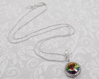 Vitrail Medium Swarovski Crystal Charm Necklace, Crystal Bridal Pendant Necklace, Rainbow Crystal Minimalist Necklace