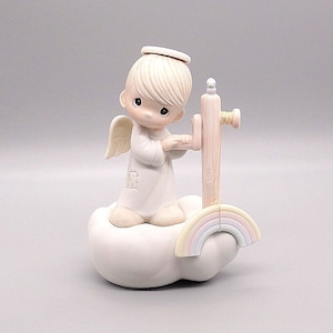 Enesco &quot;God&#39;s Promises Are Sure&quot; Angel Figurine, Collectible Porcelain Angel Figurine, Vintage Johnathan & David Angel Figurine