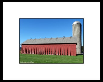 Rustic Red Barn with Silo Photograph, Rustic Red Barn Print, Rustic Photography