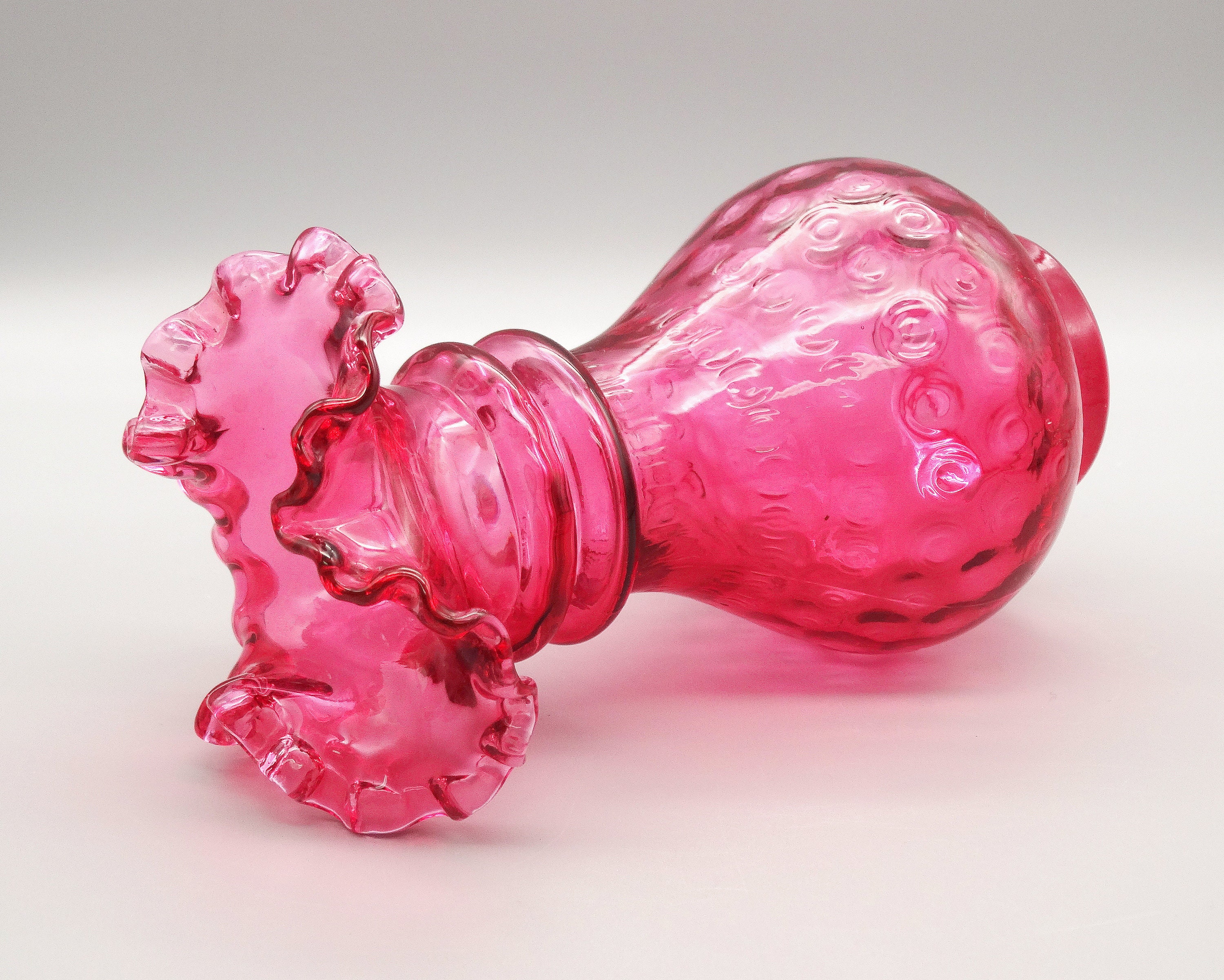 Ruby Overlay Fenton Ruffled Vase, Vintage Fenton Ruffled Ruby Vase ...
