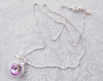 Collier Swarovski en cristal Vitrial rose Collier de mariée Bijoux de demoiselle d’honneur Bijoux en cristal rose Bijoux minimalistes Bijoux roses Cadeau pour elle