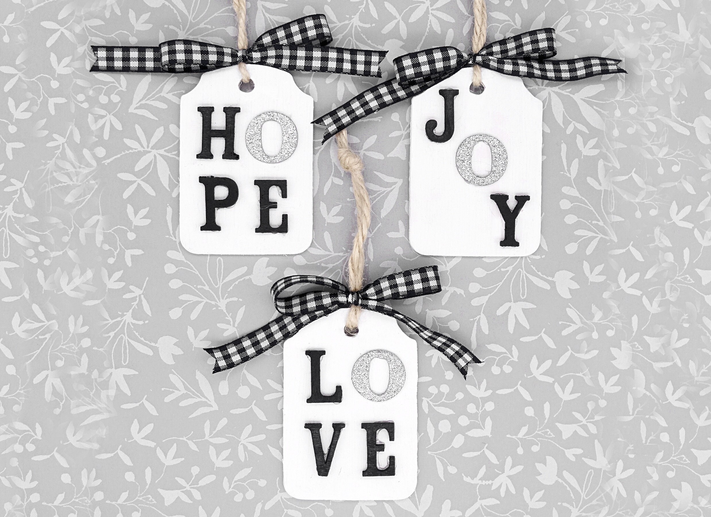 Rustic Wood Tree Tag Ornament with Beaded Hanger (Set of 6) main image 1