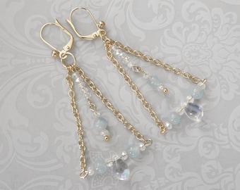Aquamarine Crystal Earrings Beaded Earrings Crystal Jewelry Gemstone Earrings Geometric Jewelry Jewelry Gift Birthstone Jewelry Aqua Jewelry
