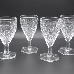 Fostoria American Clear Wine Glasses, Vintage Cube Motif Fostoria Wine Glasses, Fostoria American Clear Tableware Set