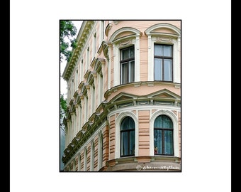 Girl in Window Riga Art Deco Building Photograph, Architecture Wall Art, Fine Art Wall Decor