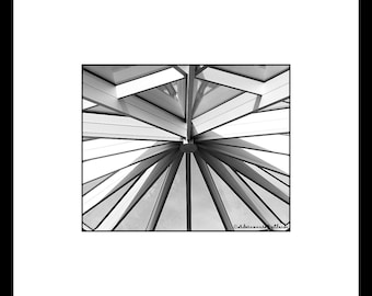 Vermont Visitor Center Sky Light Photograph, Black & White Architectural Photography, Black White Wall Art