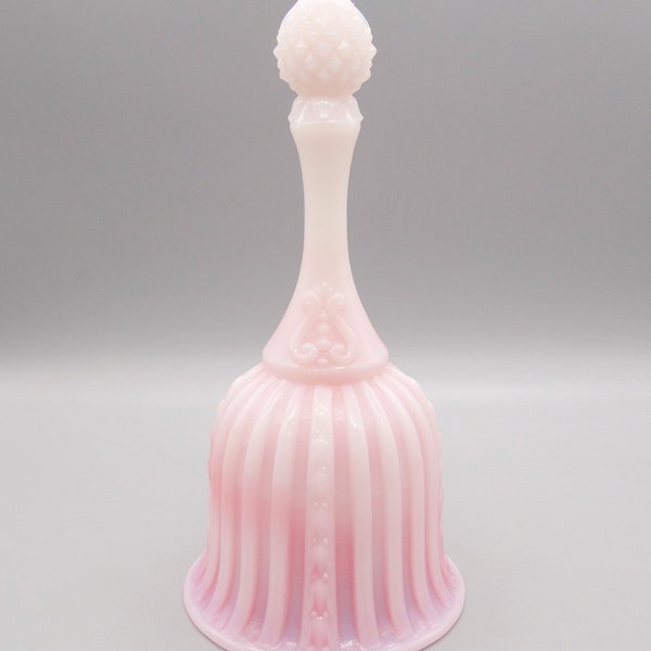Fenton Rosalene Glass Bell, Collectible Fenton Pink & White Bell, Vintage Rosalene Art Glass Bell