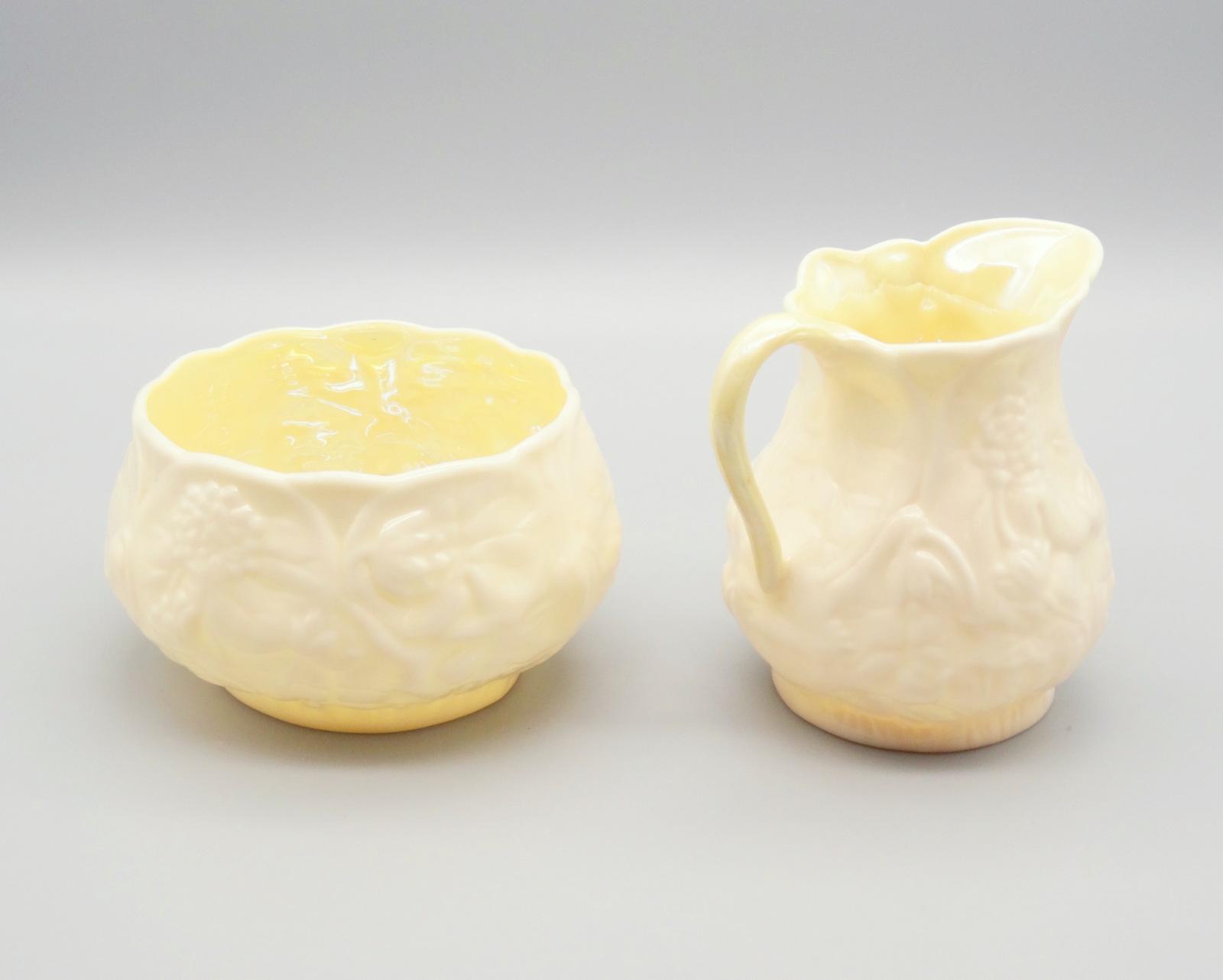 Belleek ベリーク クリーム＆シュガーボウル イエローラスター Belleek Ivory & Yellow Luster 