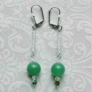 Green Aventurine Crystal Earrings, Aventurine Gemstone Earrings, Green Dangle Earrings
