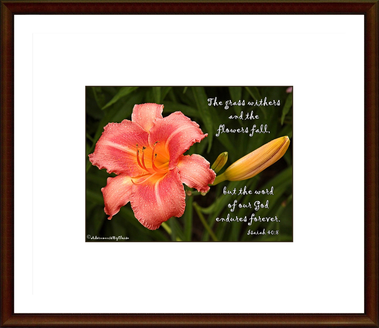 Orange Day Lily Bible Verse Print, Scripture Wall Art, Isaiah 408