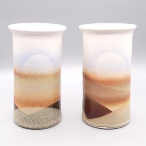 Fred Halliwell Art Pottery Vase Set, Canadian Landscape Glaze Vase Set, Vintage Canadian Art Pottery Vase Set