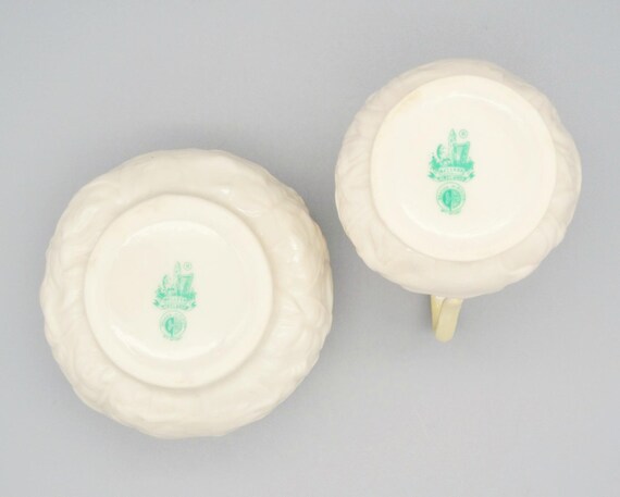 Belleek ベリーク クリーム＆シュガーボウル イエローラスター Belleek Ivory & Yellow Luster 