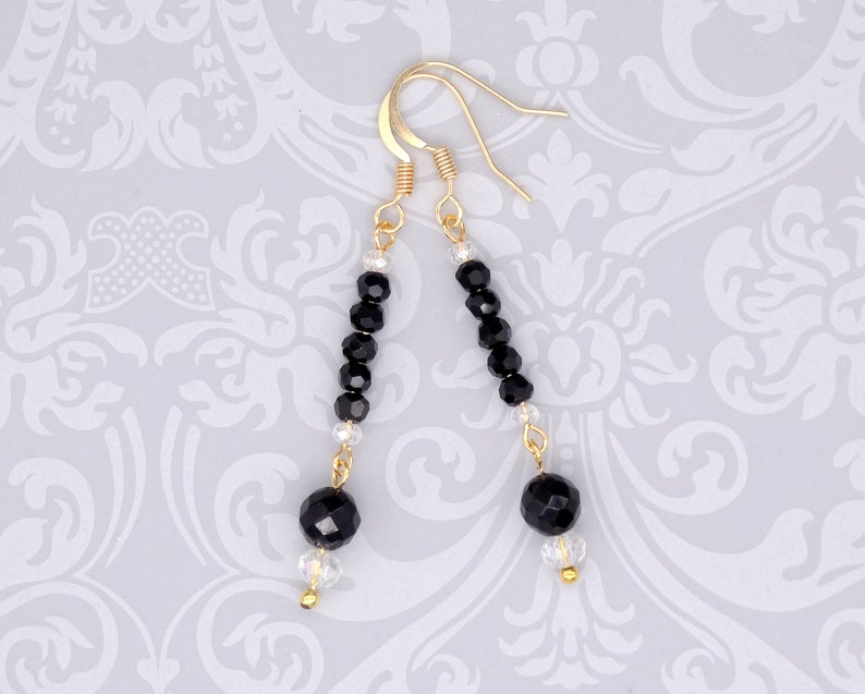 Black Onyx and Crystal Earrings Gemstone and Crystal Wedding - Etsy