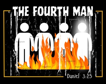 PNG Pod Christian Design Daniel 3:25 PNG for Christian POD | Faith-Based Fire Furnace Bible Verse  Religious Sublimation