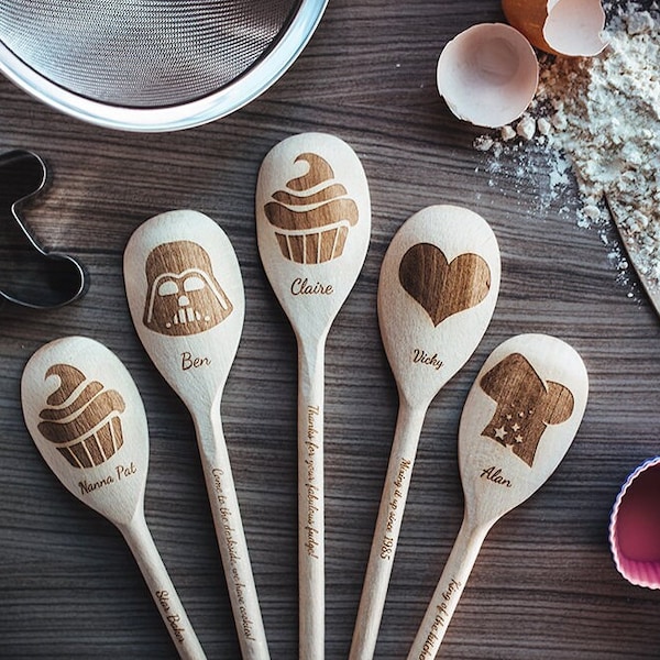 Personalised Wooden Spoon, Christmas Gift, Engraved Wooden Spoon, Foodie Gift for her, Wedding Gift, Baking Gift, Engraved Spoon