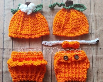 Newborn Pumpkin Outfit Set Crochet PATTERN