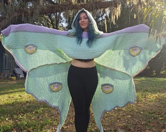 Luna Moth Crochet Cloak Kid&Adult PATTERN TUTORIAL
