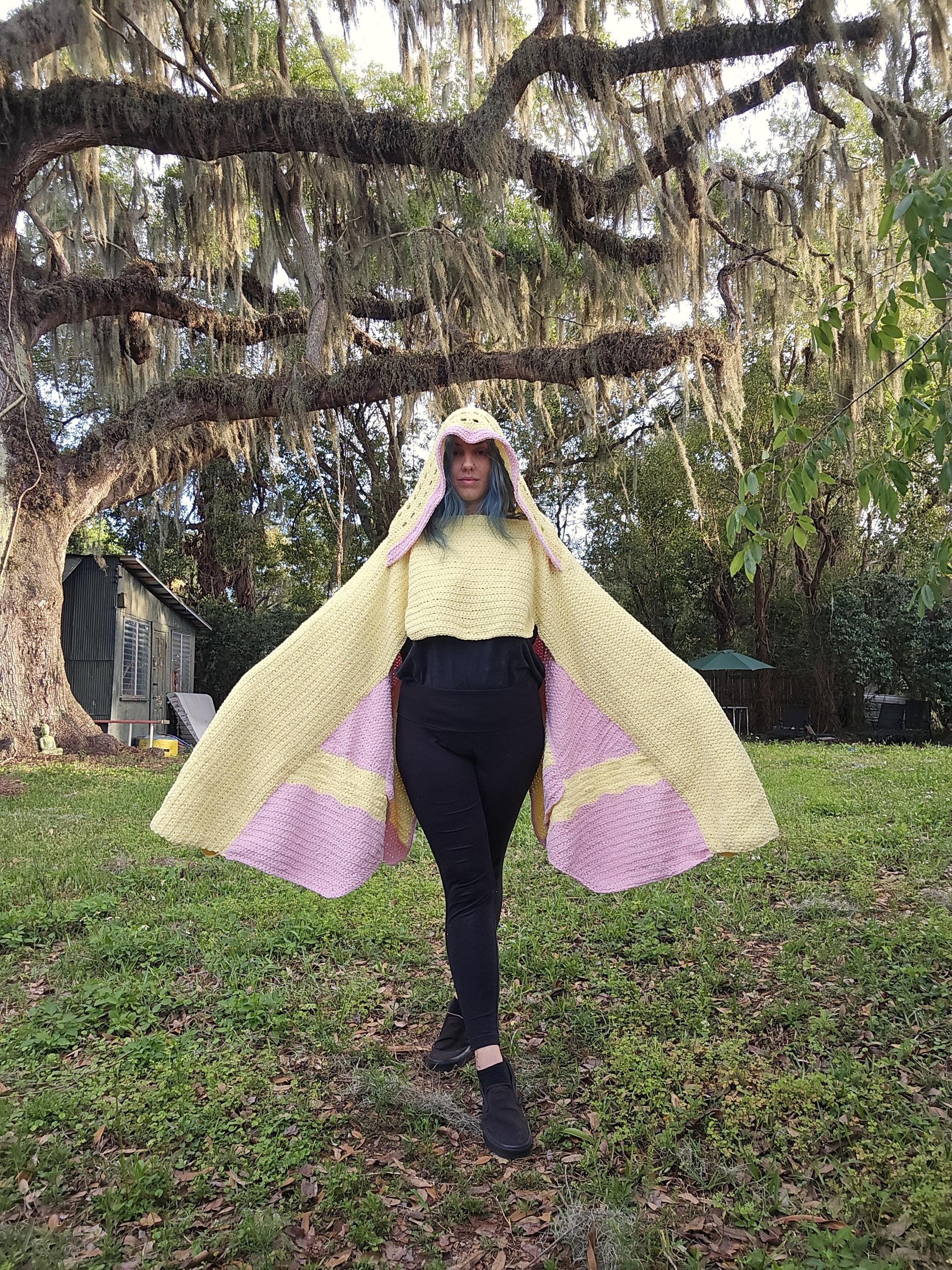 29 Cloak Crochet Patterns for Dramatic Layers, Cozy Texture, and Costume-Worthy Style 20 ROSYmaple Moth Crochet Cloak Kid & Adult Pattern Tutorial