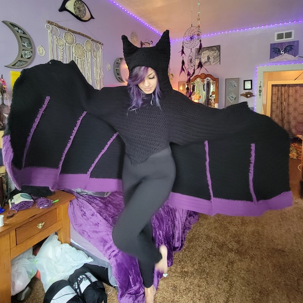 Capa de crochet con alas de murciélago (PATRÓN TUTORIAL)