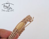 Golden silk rope bracelet with wooden bead by Angel Arts Team, unisex bracelet,