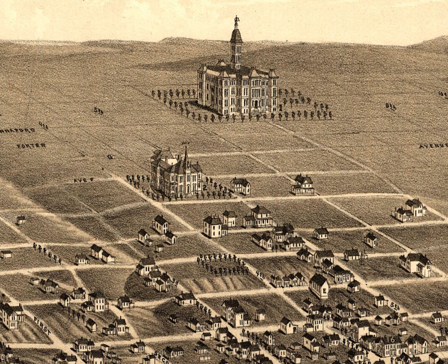 Bismarck ND 1883 Bird's Eye View 24 X 36 Etsy