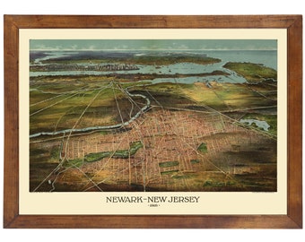 Newark, NJ 1916 Bird's Eye View; 24" x 36" Print from a Vintage Lithograph (does not include frame)
