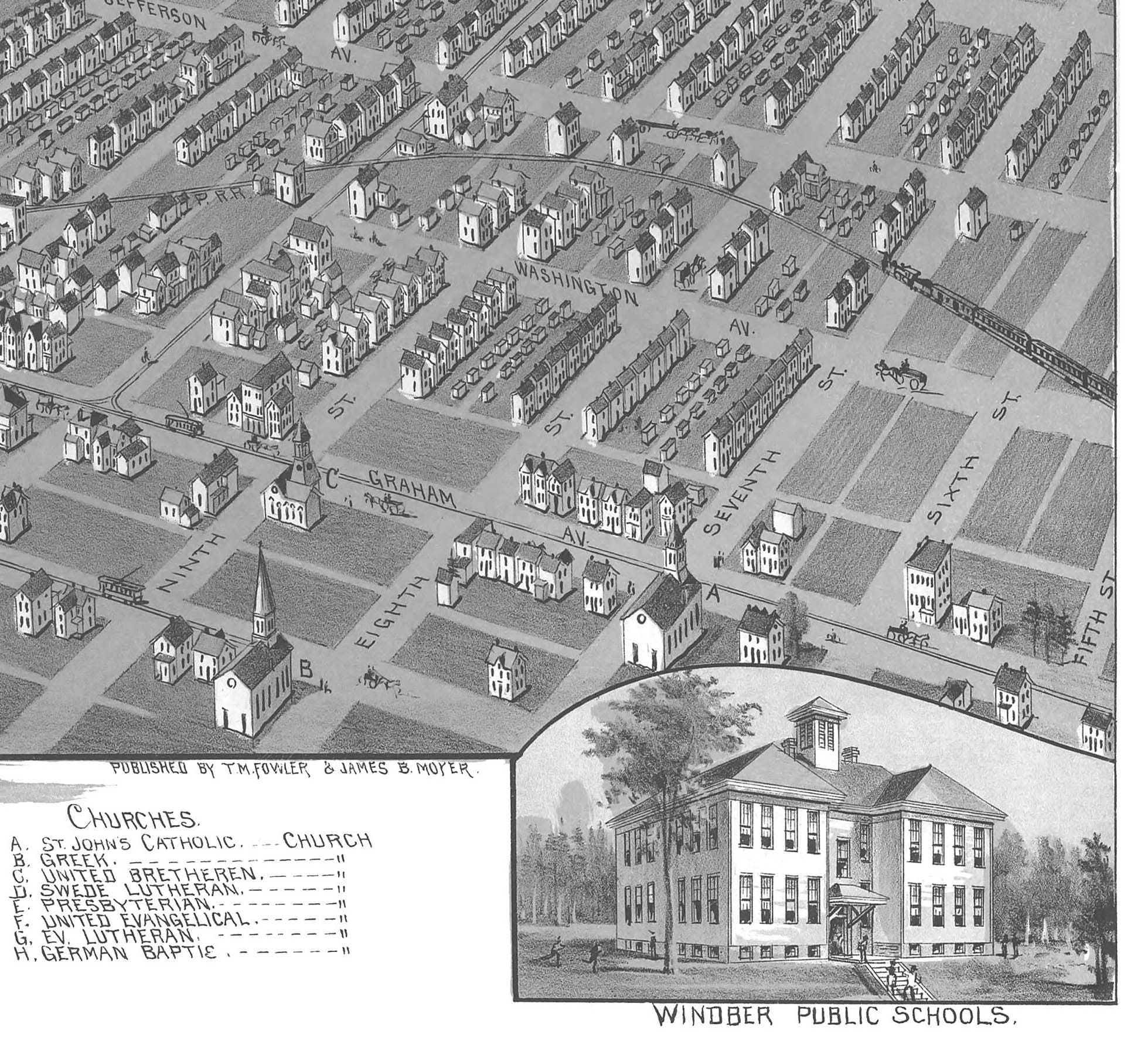 Windber, PA 1900 Bird's Eye View; 24x36 Print From a Vintage Lithograph ...