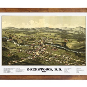 Goffstown, NH 1887 Bird&#39;s Eye View; 24&quot; x 36&quot; Print from a Vintage Lithograph (does not include frame)