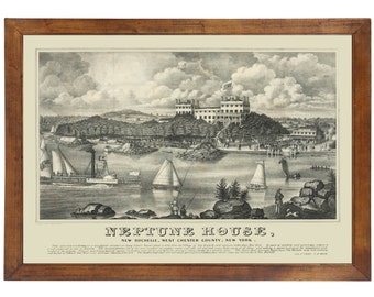 Rochelle, NY [Neptune House] 1842 Bird's Eye View; 24x36 Print from a Vintage Lithograph