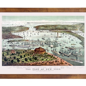 New York, NY 1892 Bird&#39;s Eye View; 24x36 Print from a Vintage Lithograph