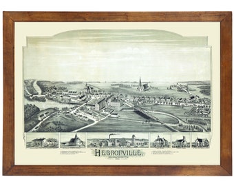 Hebronville, MA 1891 Bird's Eye View; 24" x 36" Print from a Vintage Lithograph (does not include frame)