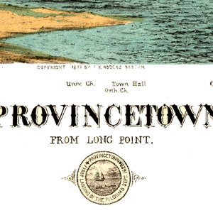 Provincetown, MA 1877 Bird's Eye View 24 x 36 Print from a Vintage Lithograph does not include frame image 2