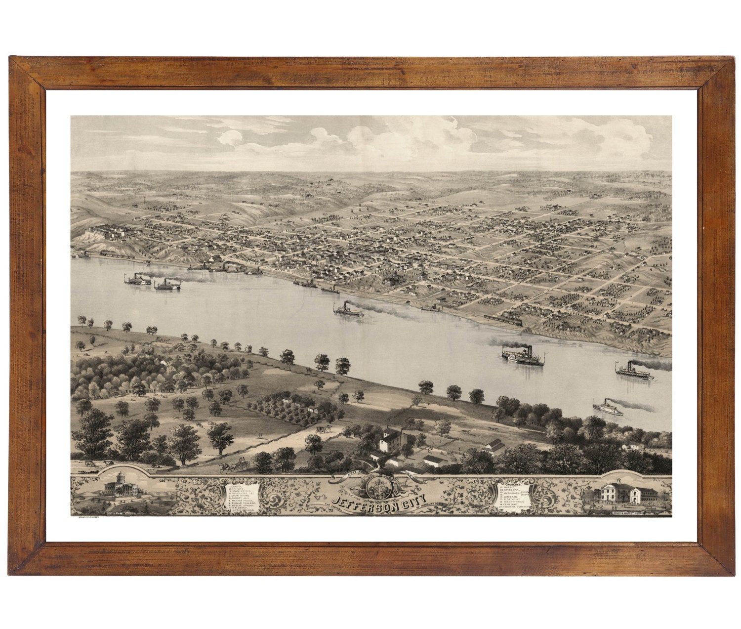 Bridgewater MA 1887 Bird/'s Eye View; 24x36 Print from a Vintage Lithograph