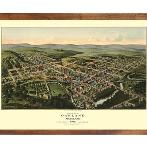 Oakland, MD 1906 Bird&#39;s Eye View; 24&quot; x 36&quot; Print from a Vintage Lithograph (does not include frame)